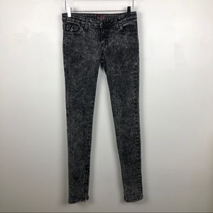 Lux Zipper Leg Skinny Jeans Stonewashed Black 28